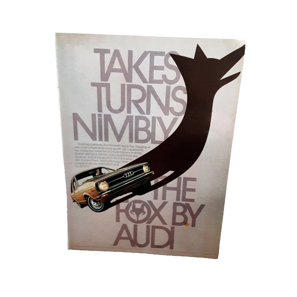 1974 1975 Fox By Aldi Take Turns Nimbly Car Original Print Ad 70s